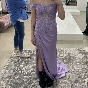 Elegant Lavender Off-Shoulder Dress